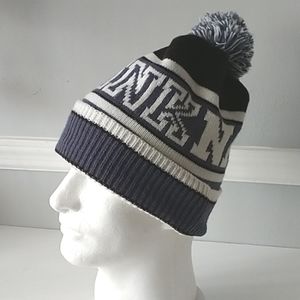 Pink Victoria's Secret Pink Nation Pom Pom Beanie Hat Black Acrylic Women's